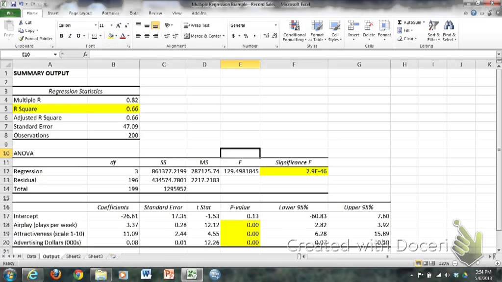 do a multiple regression in excel for mac